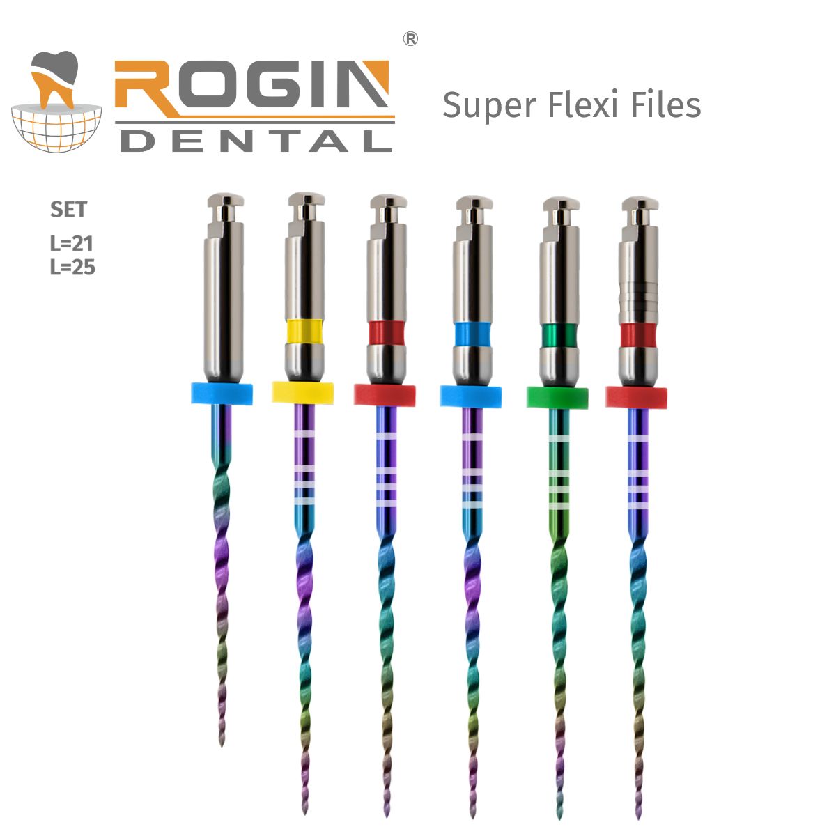 Rogin Super-Flexi Files Nikel Titanyum Kanal Eğesi (AURORA VERSIYONU)