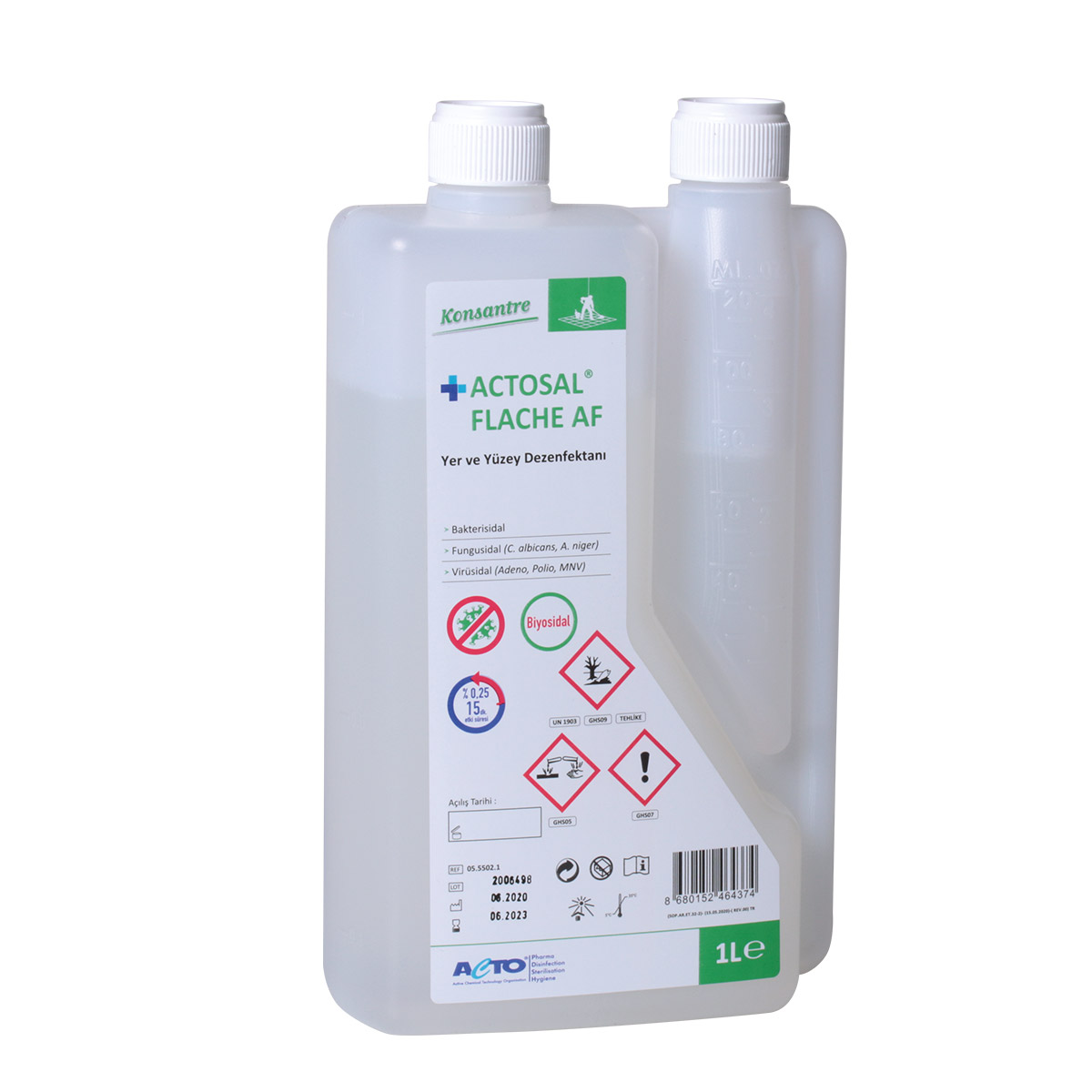 ACTOSAL® FLACHE AF 1L Konsantre Yer ve Yüzey Dezenfektanı