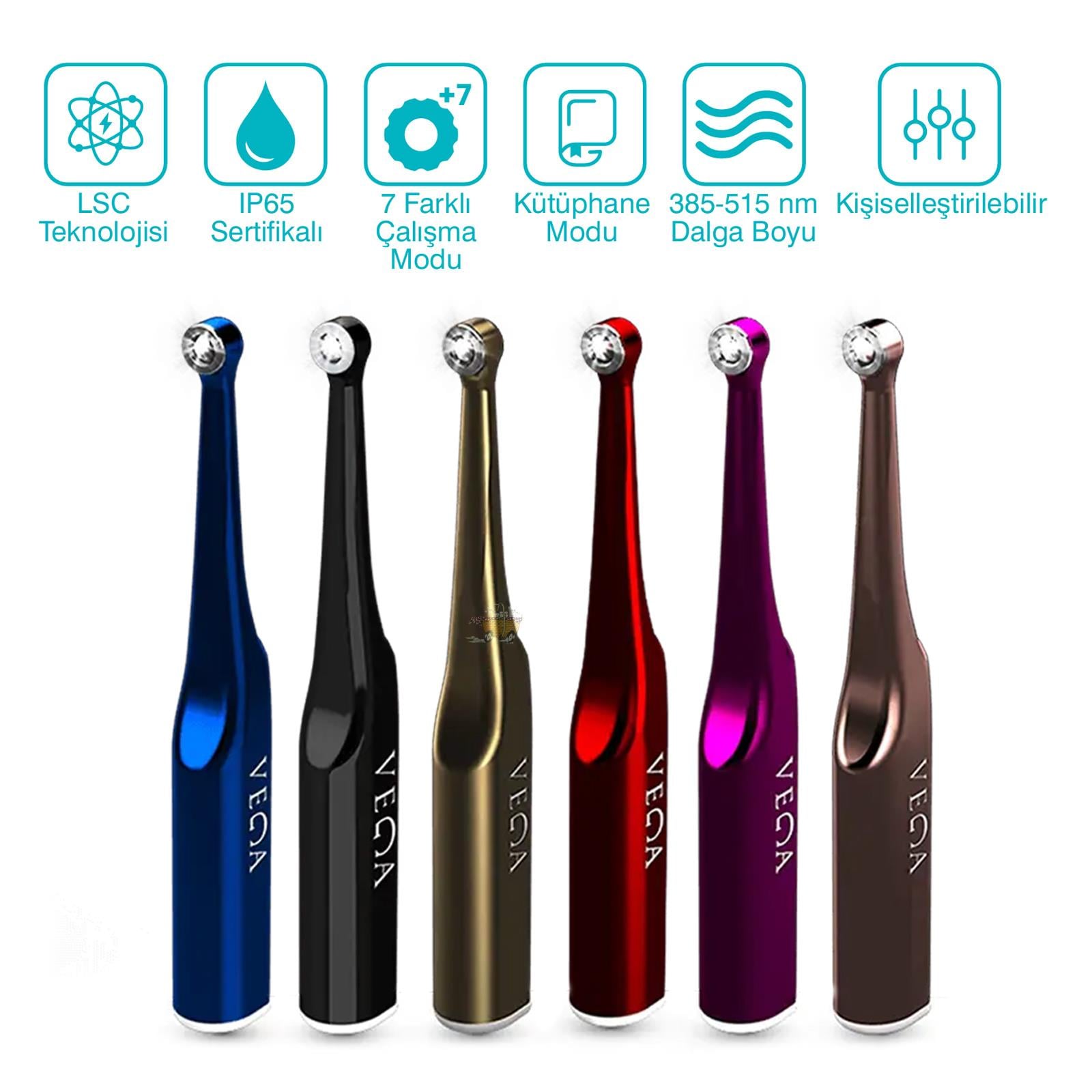 Dentac Vega Led Polimerizasyon Cihazı | 7 Modlu, IP65 Sertifikalı, Kablosuz Şarjlı