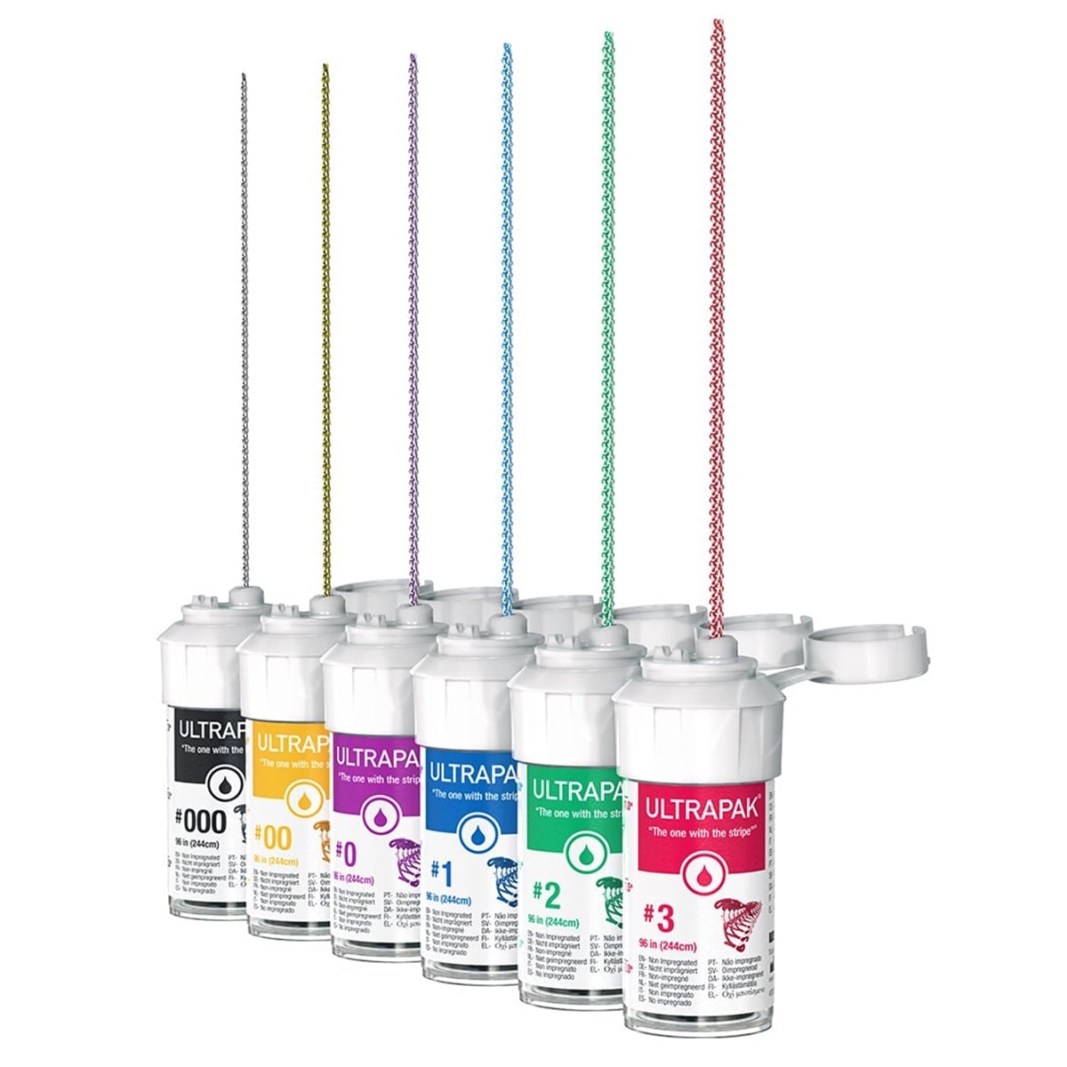 Ultradent Ultrapak Retraksiyon İpi - Alüminyum Klorür Emprenyeli, Nano Teknoloji, Numara 1-000 Seçenekleri