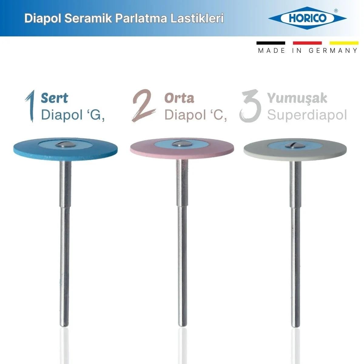 Horico Diapol İnce Seramik Parlatma Lastikleri - Yumuşak, Orta, Sert