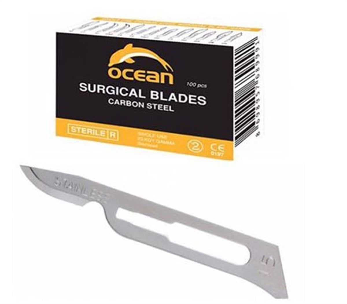 Ocean Bistüri Ucu 100 Adet Steril Karbon Çelik - Çeşitli Numaralar