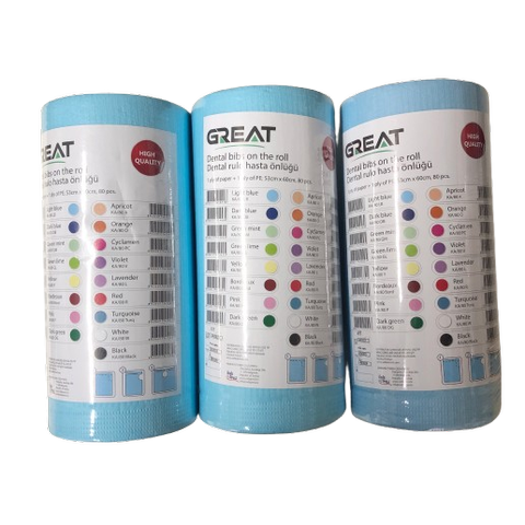 Great Renkli Rulo Hasta Önlüğü 80'li (Mavi, Beyaz, Yeşil)