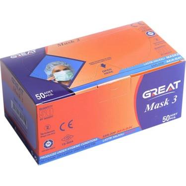 Great 3 Katlı Cerrahi Maske - Mavi (50 Adet)