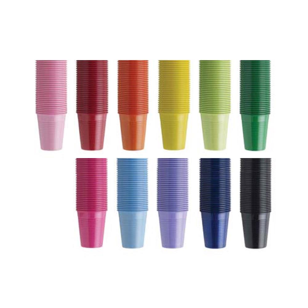 Renkli Plastik Bardak 100'lü Paket - Mavi, Yeşil, Transparan, Sarı, Turuncu Seçenekleri