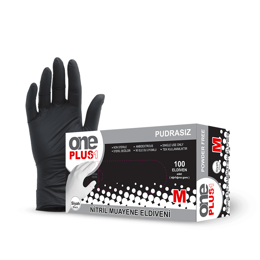 Oneplus Nitril Eldiven Pudrasız Siyah - 100 Adet