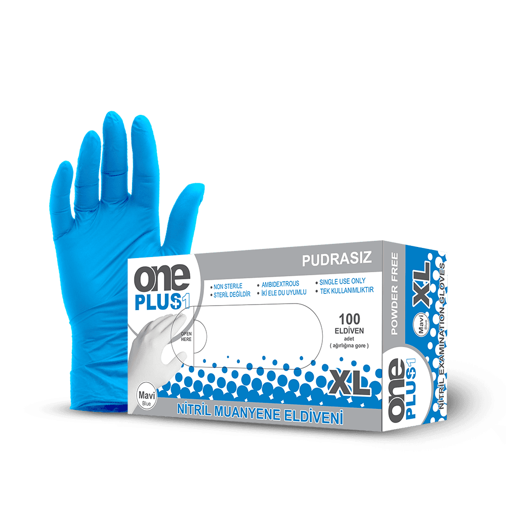 Oneplus Nitril Eldiven Pudrasız Mavi 100'lü Kutu